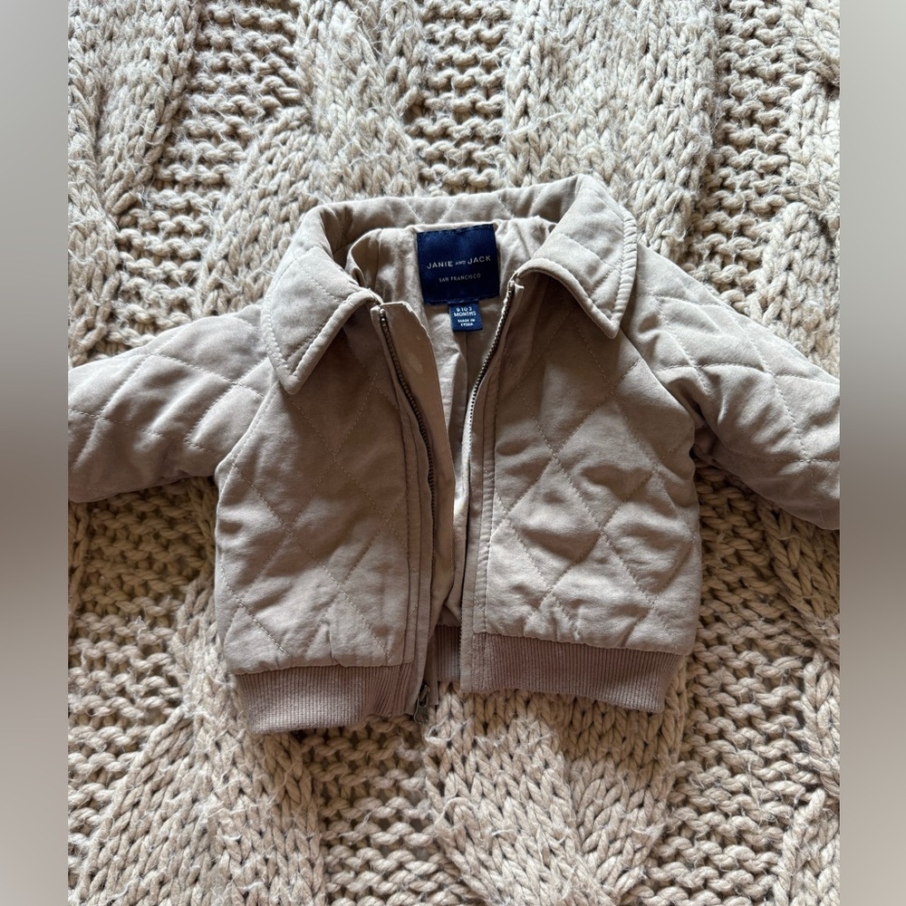 Janie and Jack Tan Quilted Kids Jacket
